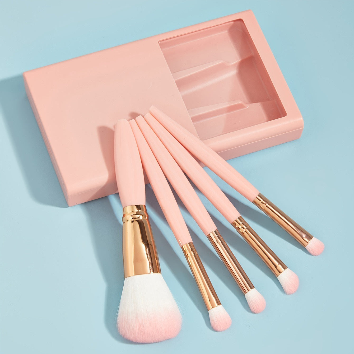 5 Pcs Makeup Brushes With Mirror