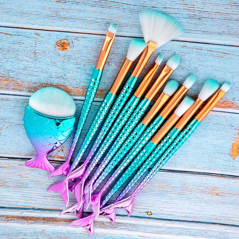 11 Pcs Mermaid Makeup Brushes Kit