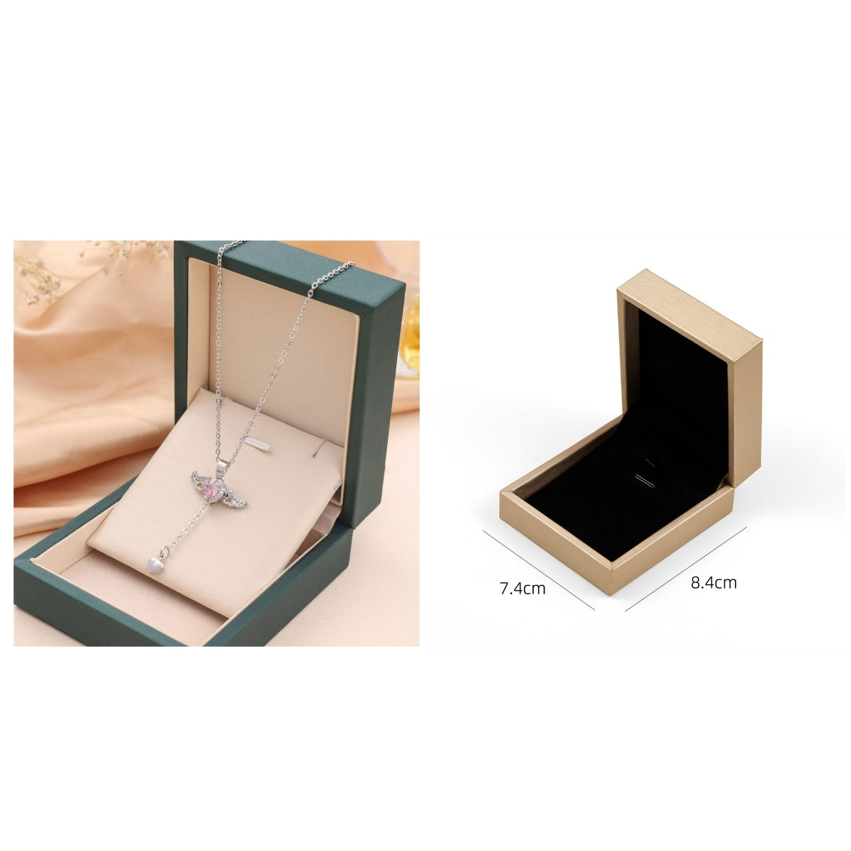 Moving Cupid Heart Angel Wings Necklace