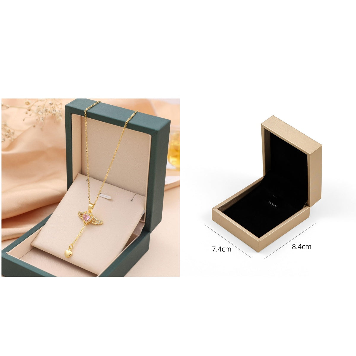 Moving Cupid Heart Angel Wings Necklace